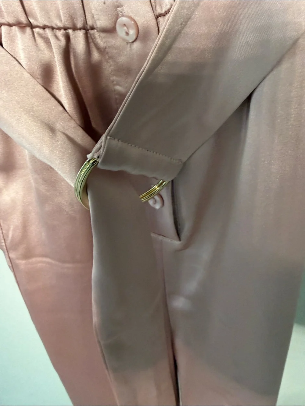 INC International Concepts Satin Sleeveless Utility Jumpsuit in Blush Pink